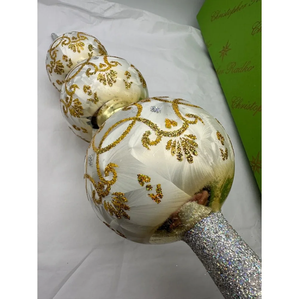 Christopher Radko White‎ Fascination Finial Tree Topper 1012614 16.5